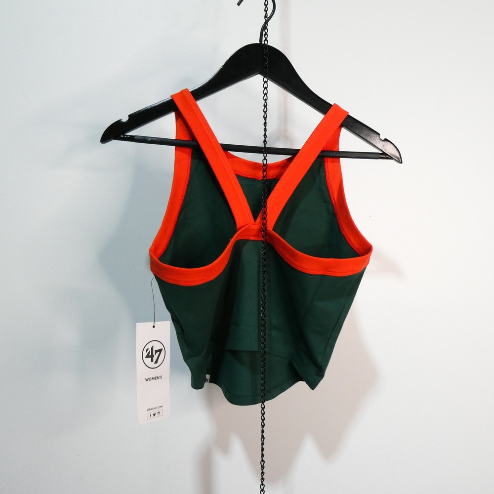 '47 Brand Tank Top Women Small University of Miami Hurricanes Green Orange Crop - Picture 4 of 8